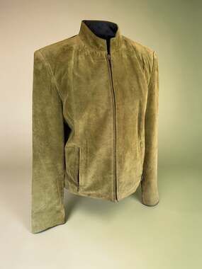 Valerie Stevens Olive Green Suede Leather Full Zip Jacket